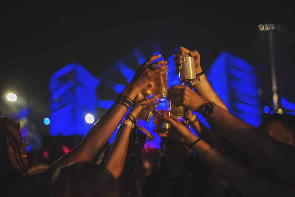 alcohol and drug abuse during hot summer festival party, alcohol and drug crises in the summer
